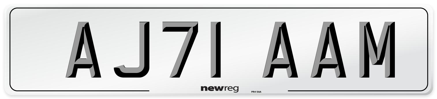 AJ71 AAM Number Plate from New Reg